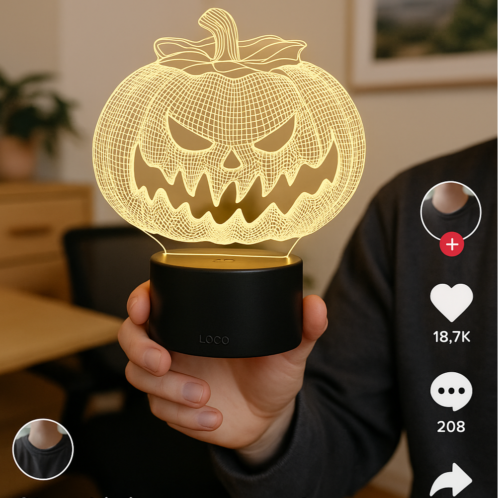 Spooky Pumpkin 3D Illusion Lamp