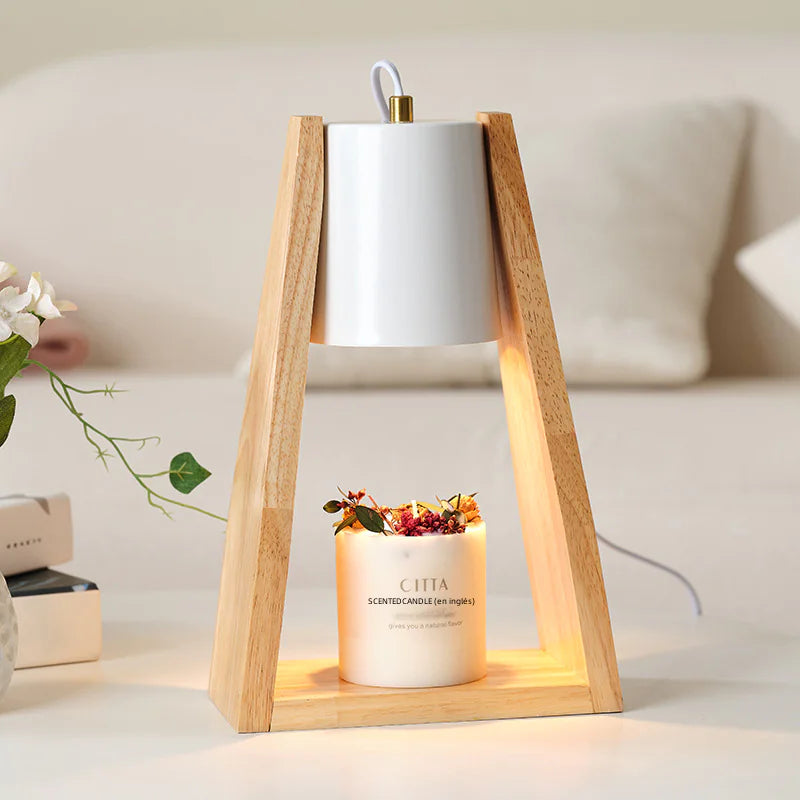 Japanese Wooden Aroma Wax Melt Lamp with Dimmer
