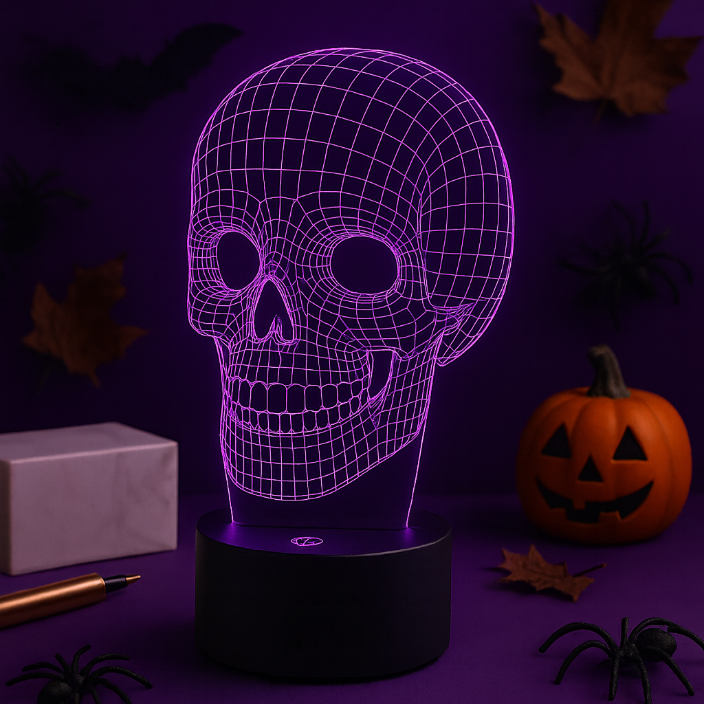 Wireframe Skull Night 3D Illusion Lamp