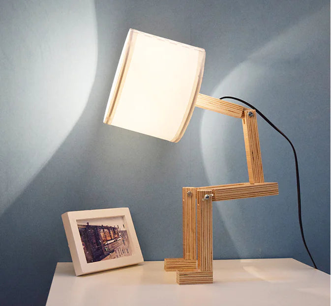 Wooden Adjustable Desk Lamp for Bedroom Decor