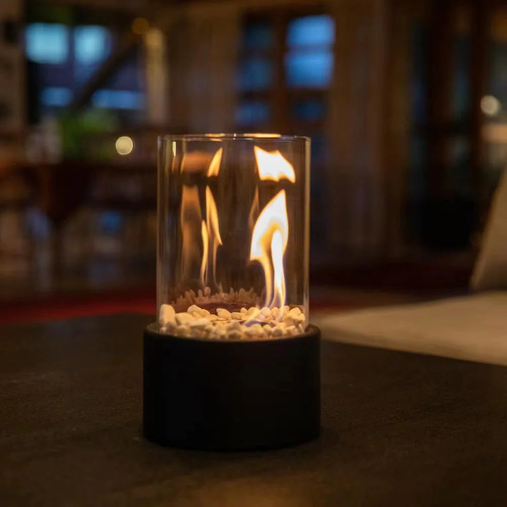 Glass Alcohol Fireplace Table Lamp