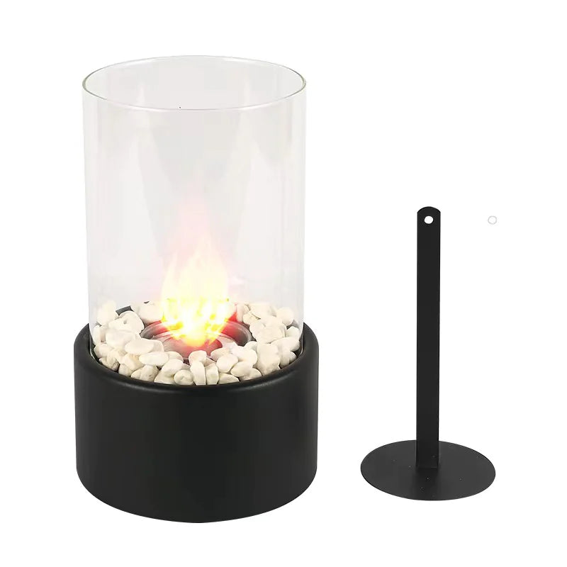 Glass Alcohol Fireplace Table Lamp