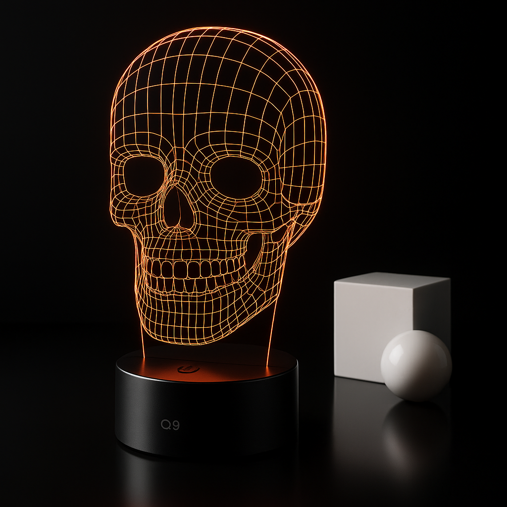 Wireframe Skull Night 3D Illusion Lamp