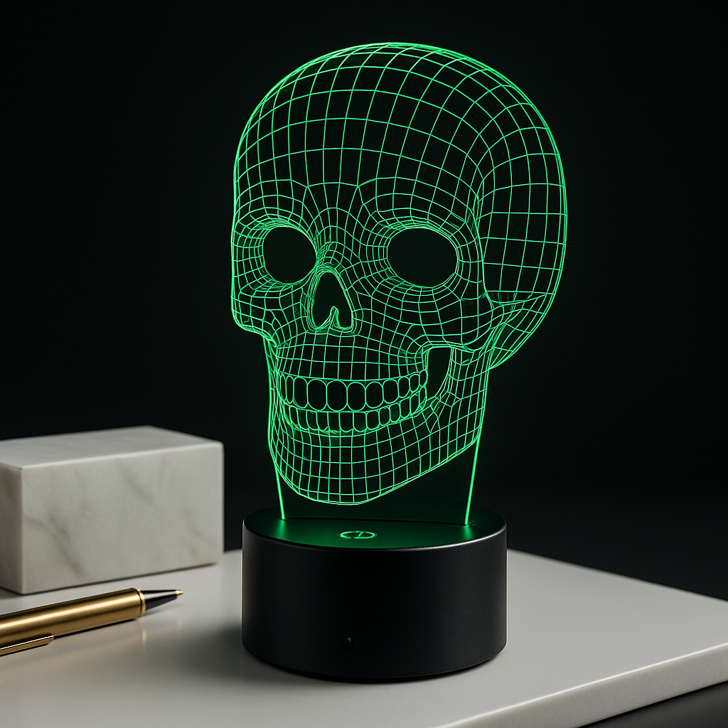 Wireframe Skull Night 3D Illusion Lamp