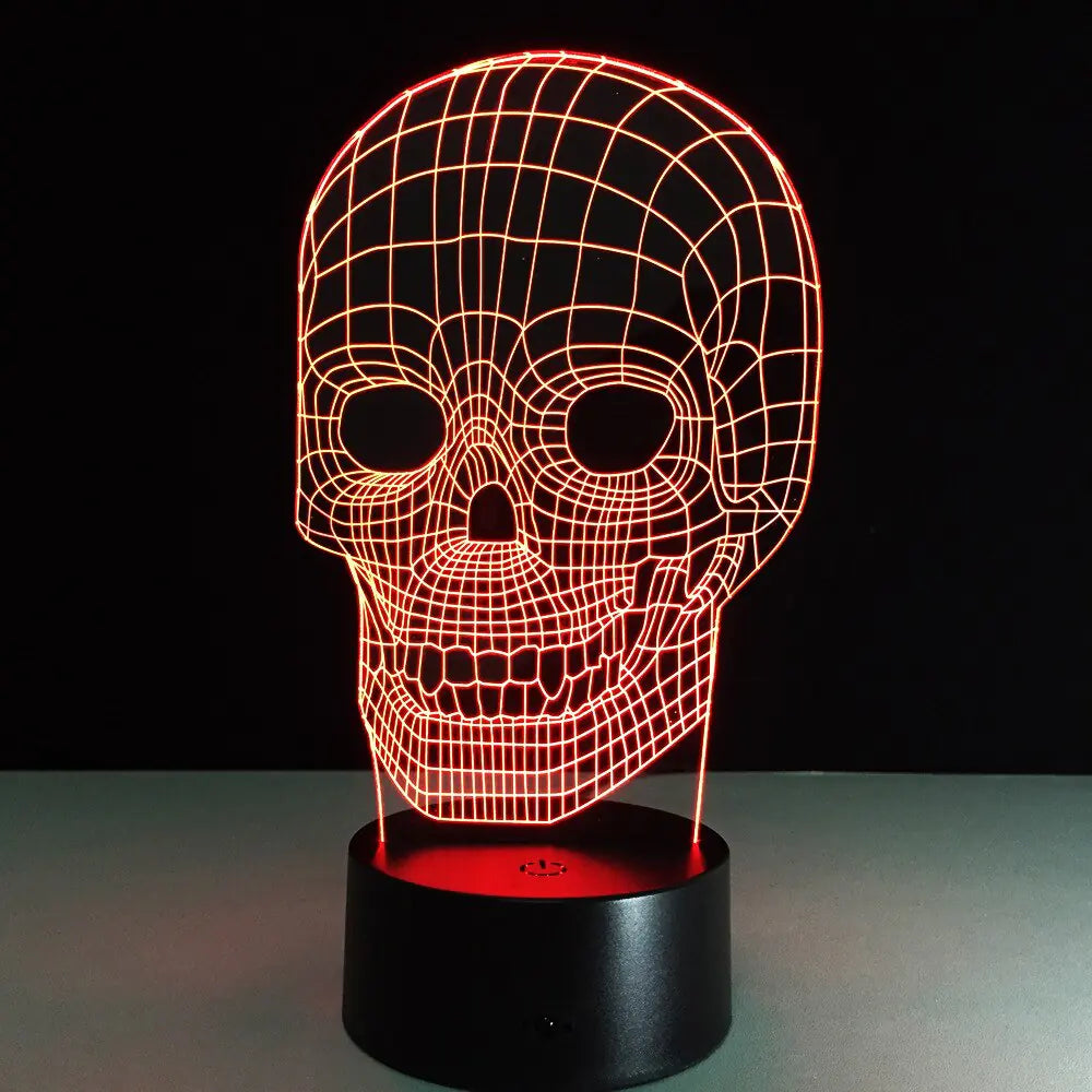 Wireframe Skull Night 3D Illusion Lamp